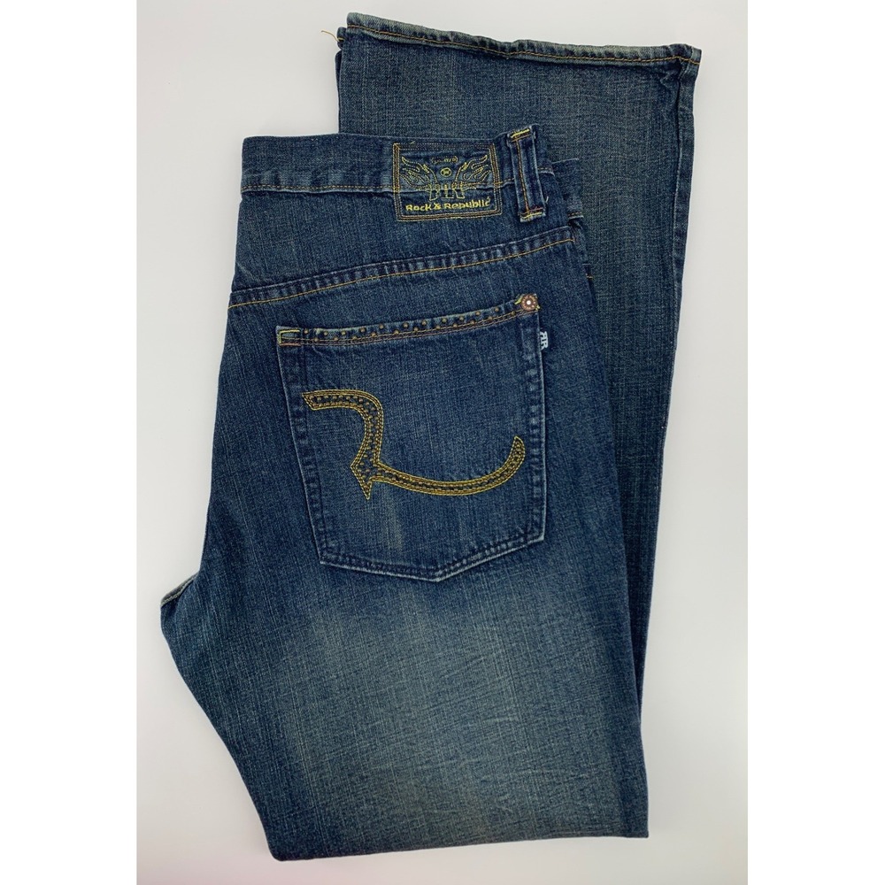 Rock & Republic Jeans‎ Mens 40 Blue Taylor Bootcut 100% Cotton Y2K Rock Denim